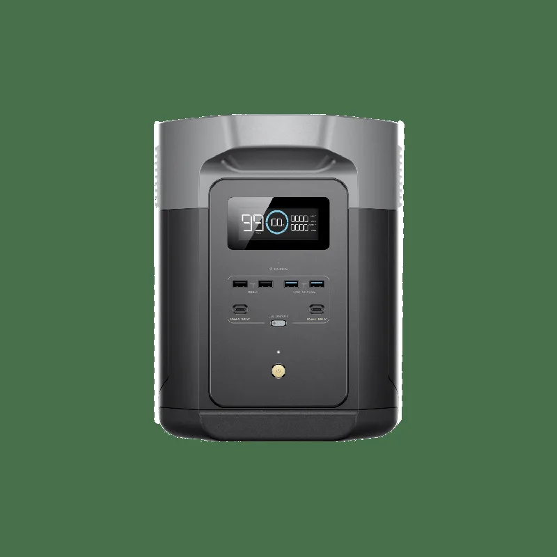 EcoFlow DELTA 2 Max portable power station — front view showing display, USB-C, and USB-A ports